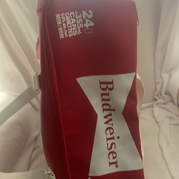 Budweiser Soft-sided Faux Leather Red Cooler Bag - Picture 2 of 5